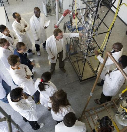 Students studying chemistry